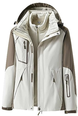 Chubasquero 3 en 1 con chaqueta de forro polar extraíble para mujer, abrigo con capucha para mujer, chaqueta para exteriores, chaqueta cortavientos, chaqueta deportiva, chaqueta deportiva para otoño e