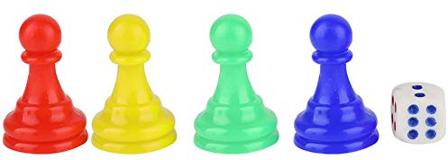 Dilwe Spielfiguren-Set, 4er-Pack mit Würfeln, Spielmarken aus Kunststoff für Brettspiele und Reisen