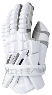 City Sports Maverik Max 2028 Lacrosse Gloves – Elite Protection, Superior Flexibility & Breathability for Peak Performance (White, Large)