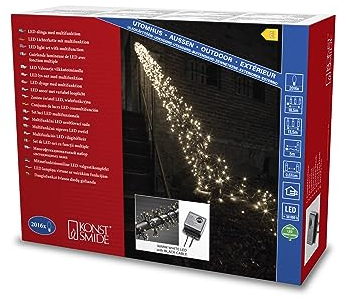 Konstsmide Micro LED Büschellichterkette Cluster, mit 8 Funktionen, Steuergerät und Memoryfunktion, 2016 warm weiße Dioden, 36V Außentrafo, schwarzes Kabel - 3866-100