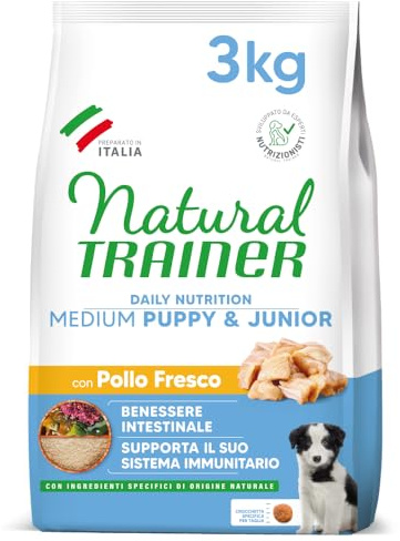 Trainer Natural Cibo per Cani Medium Puppy and Junior, Pollo, 3 Kg
