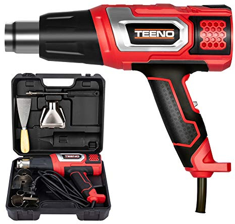 TEENO Pistola de Aire Caliente 2000W Temperatura Ajustable 80℃-600℃ Decapadora con 8 accesorios