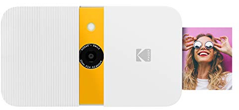 KODAK Smile Instant Print Digital Camera – Slide-Open 10MP Camera w/2x3 ZINK Printer, Screen, Fixed Focus, Auto Flash and Photo Editing – White/Yellow