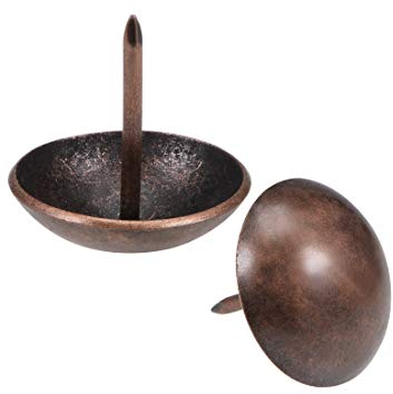 sourcing map Tapicería Clavos Tachuelas 25mm Cabeza Diámetro Antiguo Redondo Pulgar Empuje Pasadores Cobre Tono para Muebles Sofá Cabeceros, 40 Piezas