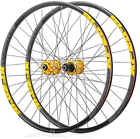 LSRRYD Doppelwandig Fahrrad Laufradsatz für 26 27,5 29 Zoll MTB-Felge Scheibenbremse Schnelle Veröffentlichung Mountainbike-Räder 24H 8 9 10 11 Geschwindigkeit (Color : Gold, Size : 29inch)
