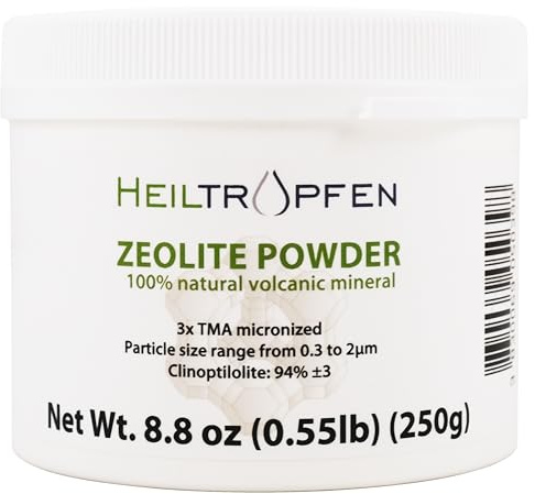 Zeolite Powder | 0.55 Pound - 250 g | Ultra FINE Less-Than 2 µm | Clinoptilolite 94%+-3 | 3X Activated | Natural Mineral Dust | Heiltropfen®