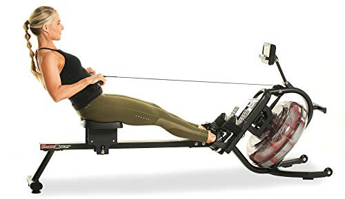 Fitness Reality 3000WR Bluetooth Water Rower Rowing Machine with HIIT Workout, Black