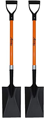 Ashman Spade Shovel (2 Pack) – 41 Inches Long D Handle Grip – The Single Shovel Weighs 2.2 Pounds and has a Durable Handle – Premium Quality Multipurpose Orange Spade Shovel with Strong Build.
