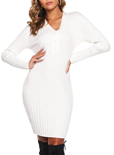 Wayleb Vestito Invernale Donna Vestiti Invernali Elegante Abito Donna Sexy Vestito Maniche Lunghe Donna Tubino in Maglia Abito Donna Lana