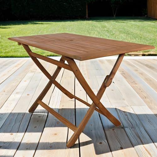 SAM Gartentisch Callao, Akazienholz massiv & geölt, Abgerundeter Klapptisch 120x70 cm, Holztisch für Balkon, Terrasse, Wintergarten oder Garten, pflegeleichtes Unikat