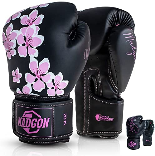 MADGON Premium Boxhandschuhe Damen - Frauen Kickboxhandschuhe für Kampfsport, MMA, Sparring, Muay Thai, Boxen - 08oz