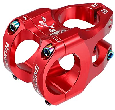 X AUTOHAUX Attacco Manubrio in Lega di Alluminio CNC 35 mm per Biciclette da Strada e Mountain Bike - Accessori per Ciclismo Rosso per Tubo Sterzo 1-1/8