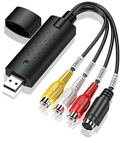 Mokeum Audio Video Grabber USB 2.0, Plug & Play Audio Video Converter, Video Adapter for Editing, Hi8 VHS to DVD, Digitize for Mac and Windows 10 with Scart/AV Converter Adapter