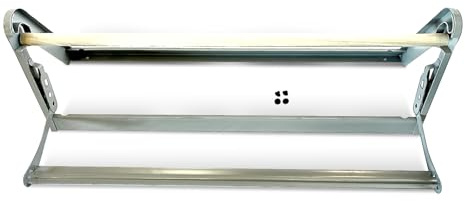 MetCrafted 30 Roll Paper Dispenser with Cutter - Wall Mount or Desktop Metal Straight Edge Cutter - Fits Craft Paper Roll, Freezer, Wrapping, Butcher Papers, or Cling Film - Non-Sharp Edge, Grey