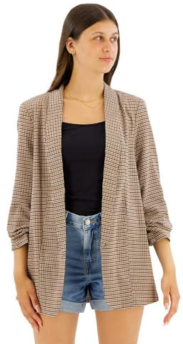 Pieces Blazer para Mujer, Silver Mink/AOP: Houndstooth, M