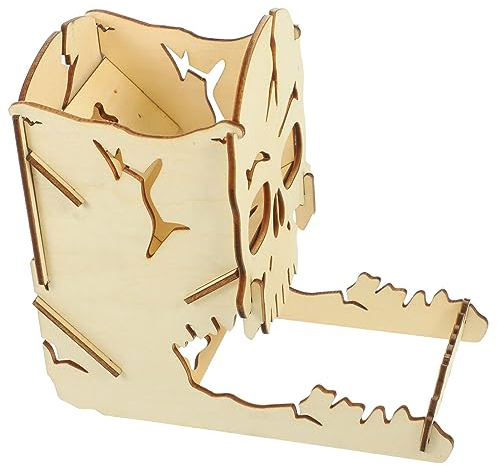 SAFIGLE Torre Dei Dadi Decorativa Forma Di Teschio in Legno Distributore Di Dadi Portatile Antiusura Per Giochi Da Tavolo e Intrattenimento Al Chiuso