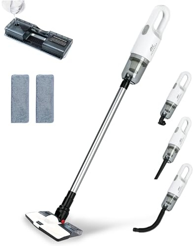 S.I.C Scopa Elettrica Senza Fili Aspriapolvere e Aspira Briciole, Ricaricabile Con USB Type C, Filtro HEPA, Spazzola tradizionale, Tubo Telescopico, Potente 35000PA. (A-031)