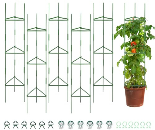 QWORK® 6-pack växtburstöd, 120 cm/47 tum klätterväxtstöd, spaljé för klätterväxter, växtburar, för tomat, blommor
