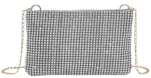 Frauen Glänzend Abend Clutch Bag, Glitzer Abendtasche Damen Clutch Strass, Sparkly Abend Handtasche Kette Umhängetasche, Glitzer Glänzend mit Kette Kleine Envelope Tasche, für Prom Hochzeit Party