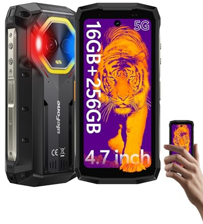 Ulefone Armor Mini 20T Pro Movil Resistente 5G, 24GB RAM+256GB ROM Móvil Irrompible con Cámara Térmica, 4.7'' HD+, Android 14, 50MP+32MP 6200mAh Teléfono Movil Dual SIM/Face ID/NFC/GPS