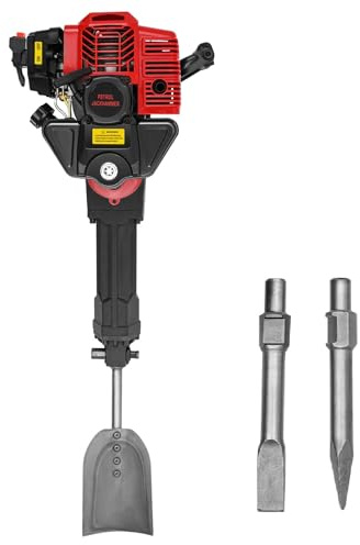 Macchina per scavo albero da 1900 W con motore a benzina, escavatore portatile con motore a benzina, martello demolitore a benzina, albero escavatore con guanti e occhiali protettivi, 6500 r/min