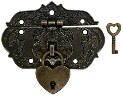 KEMUZ Candado Mini Metálico Antiguo - Cerraduras Antiguas de Hierro Fundido, Ideal para Joyeros, Cajas de Madera, Baúles y Muebles, Diseño Vintage Elegante (1 Unidad)​