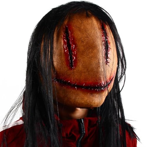 NTGFU Skräck halloween masker vuxna läskiga masker realistiska med hår blodig mask kostym latex ansiktsmask kvinnlig sinne heltäckande huvud skrämmande mask för karneval cosplay party dekoration