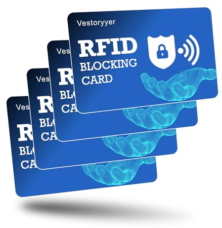 4 Pack RFID/NFC Blocking Card,Credit Card Protector,Card Blocker for Contactless Cards,Ultra Thin RFID Blocking Card,Force Field max Card Protector,Anti-Theft Contactless NFC Blocker