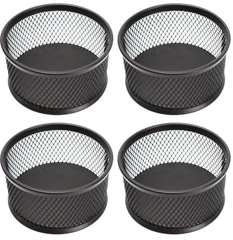 Alipis 4Pcs Mesh Paper Clip Holder Paper Clip Container for Desk Organizer Desktop Holder for Pins Thumbtacks Screws and Nails Office Stationery Storage Pots