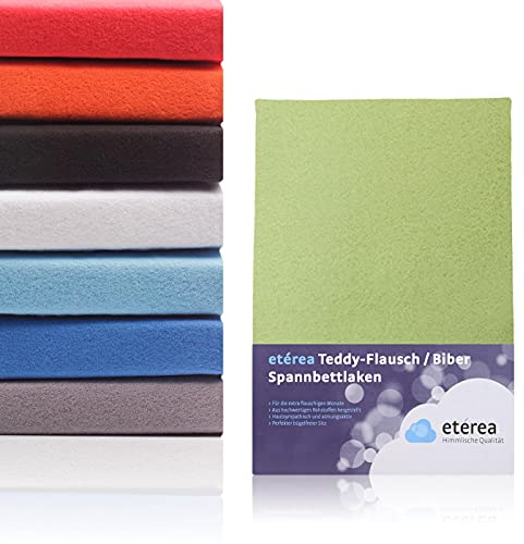 etérea Teddy Flausch Spannbettlaken 180x200-200x200 cm Apfelgrün für 15-25 cm Steghöhe 80% Baumwolle 20% Polyester - Oekotex Spannbetttuch Matratzen Bett Bezug - Bettlaken 180x200cm - 200x200cm Grün