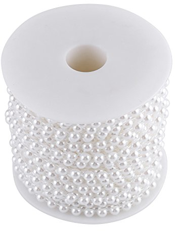 Elegante Doppelte Baumwolllinie Perlen Kette Girlande Für Hochzeitsfest 25M Rolle White
