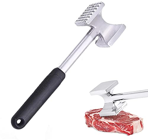 Meat Tenderizer Hammer, Meat Tenderiser Spiked & Flat Hammer Aluminum Alloy Meat Tenderizer Hammer Metal Mallet for Steak, Chicken, Poultry, Beef, Tool Used for Kitchen & BBQ