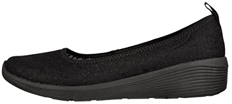 Skechers ARYA WILD INSIGHT, Zapatos planos Mary Jane para Mujer, Black Lace Mesh/Black Trim, 39 EU