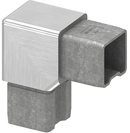 STEINBACHER© | Raccord en acier inoxydable 90° pour tube 30x30x2mm, raccord à emboîter, V4A