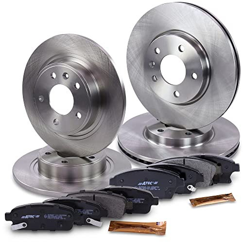 ATEC GERMANY Juego de frenos incl. discos de freno delanteros Ø 300 mm ventilados + traseros Ø 292 mm completos + pastillas de freno delanteras y traseras