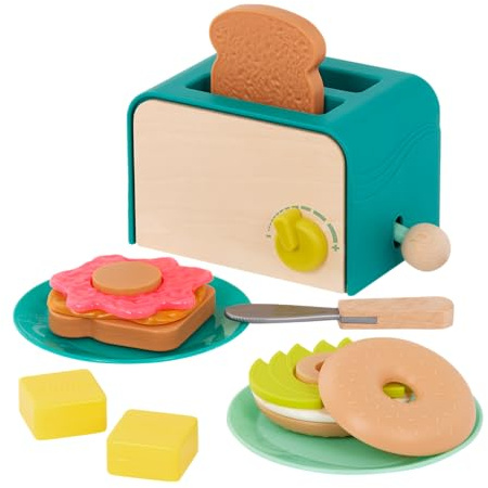 B. toys - Mini Chef - Coffret Petit Déjeuner - Jeu de grille-pain - Ensemble brunch de 14 pièces - Toast Pop-Up & Sons - Jouet d'éveil - 3 ans et +