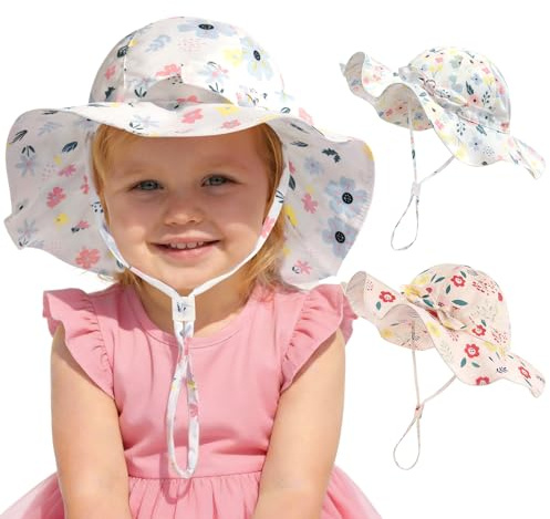 FURTALK Baby Sun Hat Toddler Girls Beach Hats with UPF 50+ Sun Protection Wide Brim Girls Bucket Hat