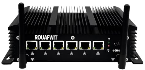 ROUAFWIT Fanless Micro Firewall Mini PC Core i7-10610U, 6 LAN i225 2.5GbE Router Appliance, Support Windows, Opnsense, Industrial Computer, WiFi/BT, Barebone, NO RAM NO Storage NO System