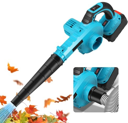 2 en 1 soplador de hojas inalámbrico, batería de 21 V, 5 velocidades, 5 m³/min, 290 km/h, pantalla de la batería, para soplado de nieve, desfoliación, polvo (no cargador batería)