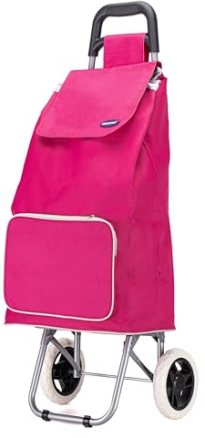 Lightweight Aluminium Shopping Trolley on Wheels - 59L Capacity, Durable, Easy to Maneuver & Fold for Convenient Storage – Ideal for Groceries, Laundry, and Errands (Cerise Pink)