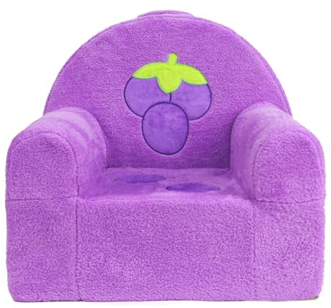 Heypappy Toddler Chair, Comfy Foam Kids Couch with Soft Velvet Cover | Toddler Couch with Cute Grape Design for Gaming and Studying, Kids Sofa for Boys and Girls