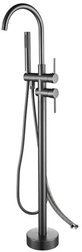 SdaryWare Robinet de Baignoire autoportant Gris, mitigeur de Baignoire sur Pied 2 Fonctions, Eau Chaude ou Froide, mitigeur de Baignoire sur Pied en Laiton, Gris(Grey)