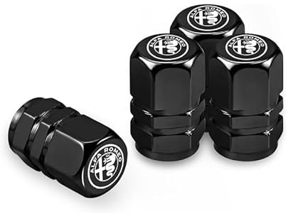 4 Pezzi Tappini Gomme Auto, Tappi Pneumatici Auto per Alfa Romeo Giulia Stelvio Giulietta 156 159 147 Mito, Tappi per Valvole Pneumatici Resistenti alla Corrosione