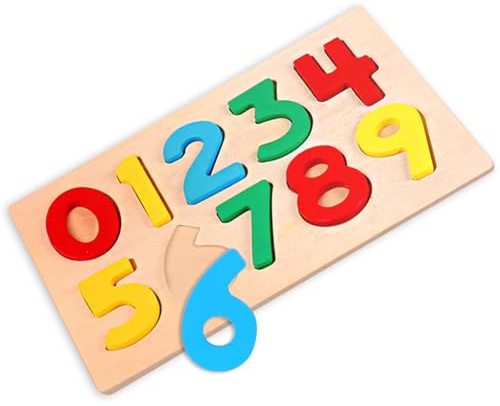 1 Set Wooden Number Puzzle Board with Number Blocks 0-9,Learning Toy for Kids Age 2-4 years old, Home or Classroom Educational