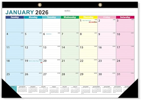 Calendario de pared de enero de 2026 a junio de 2027, calendario académico de pared de 18 meses 2026-2027, calendario mensual desprendible para oficina, planificador familiar, planificador colgante