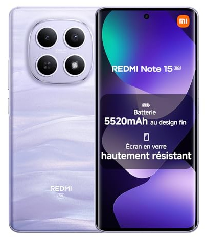 XIAOMI REDMI Note 15 5G Smartphone 6＋128 Go Design Ultra-Fin - Violet Brume
