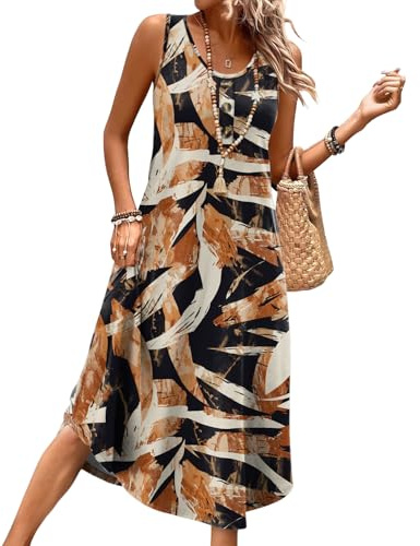 WIHOLL Summer Dresses for Women UK Ladies Sleeveless Dress Womens Button Front Beach Sundresses with Pockets Midi Length Dresses
