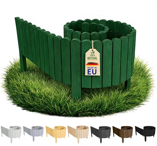 Floranica Borde Jardín Césped Bordura Flexible 40 x 200 cm Verde Oscuro rollborder Valla jardín palisada de Madera für jardín