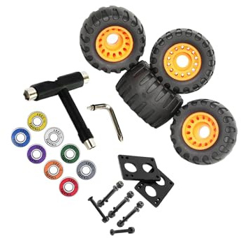 ICDKOYK Juego de Ruedas para patineta, Almohadillas Elevadoras, rodamientos y Ejes, Experiencia de conducción Estable y Suave, Ejes de patineta, Ruedas, Soporte para Tabla,