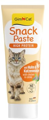 GimCat Snack High Protein Pasta di pollo e erba gatta, delizioso snack ricco di proteine con il gusto raffinato di pollo e erba gatta, 1 tubetto (1 x 75 g)